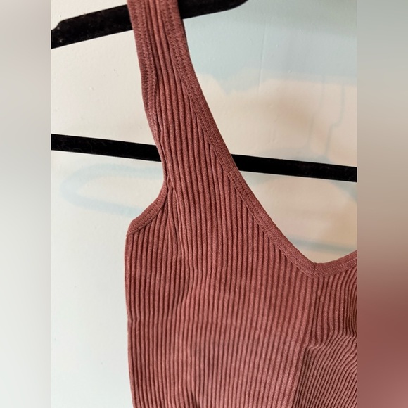 Aurora Brown Ripped V Neck Spandex Tank Top Size M/L - Picture 2 of 5